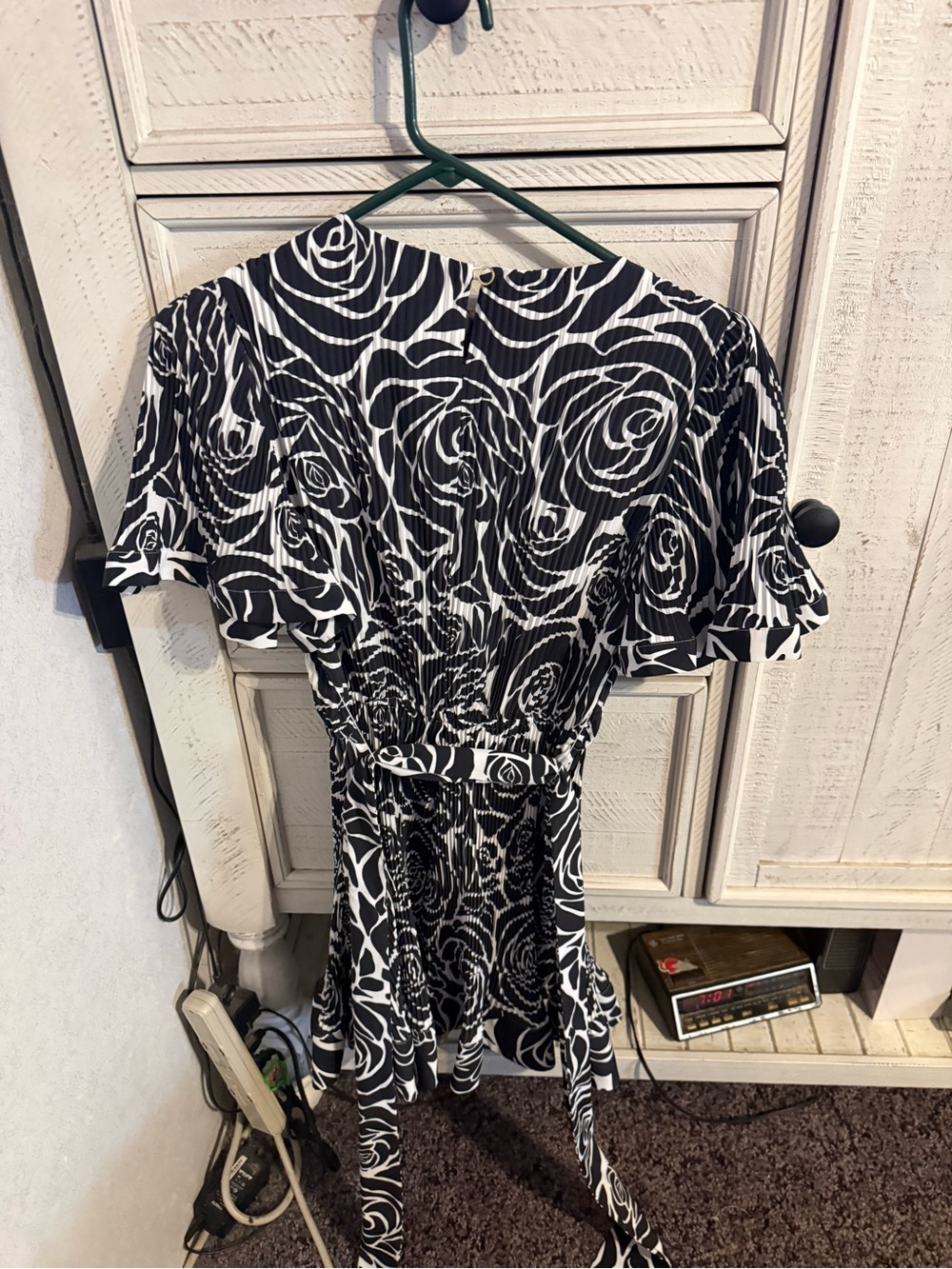 Milly Black and White Floral Midi Dress
